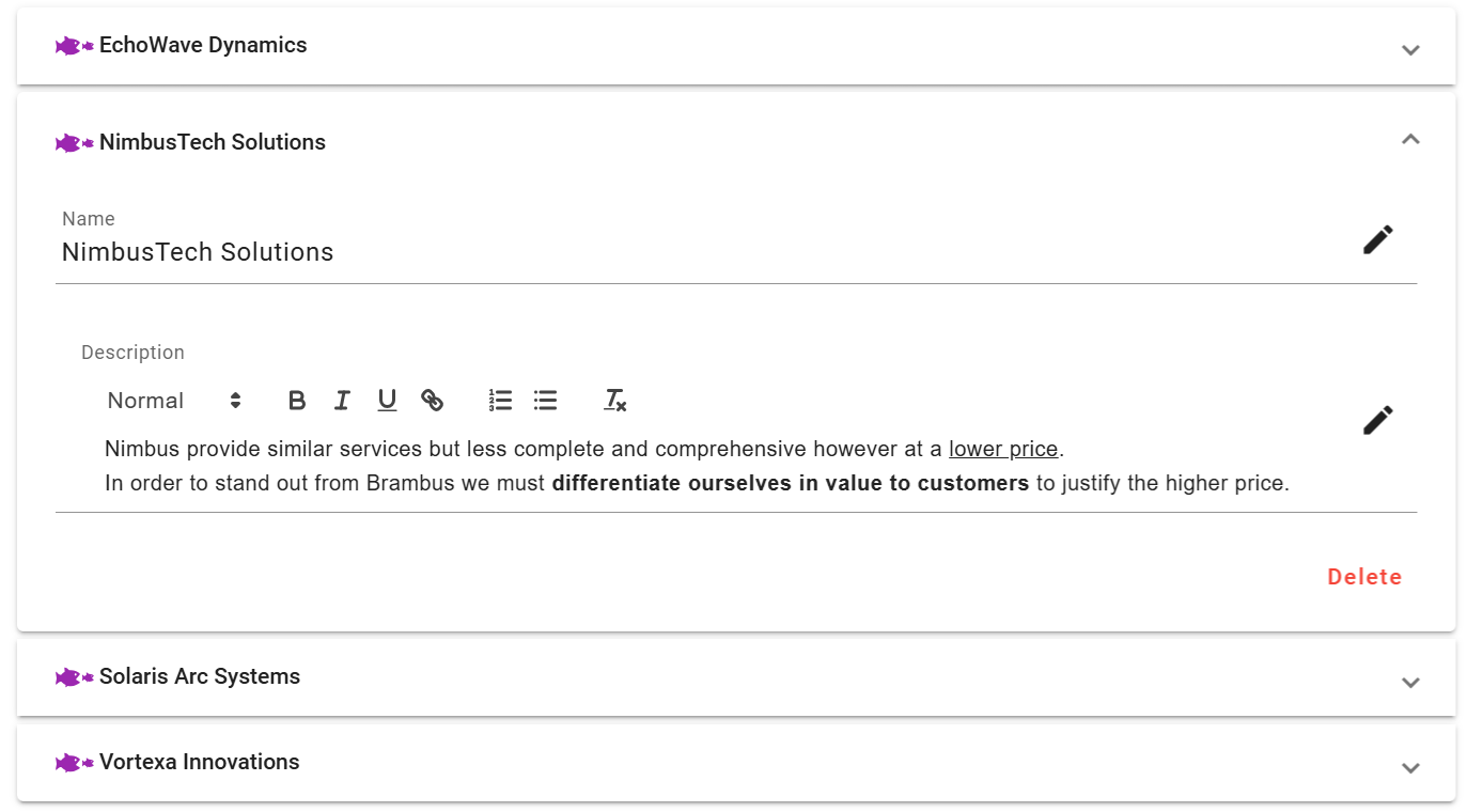 Sengi - A screen grab showing how easy it is to manage your Business Model Canvas in Sengi.